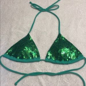 Victoria’s Secret Green Sequin Bikini Triangle Top